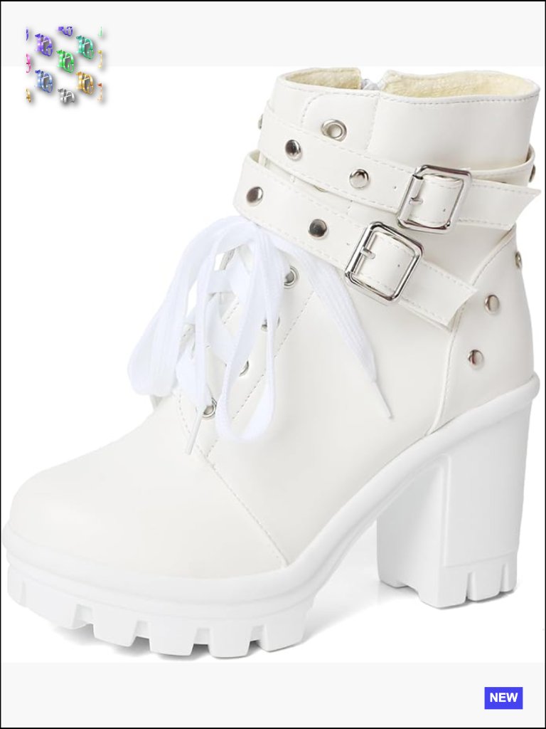 Chunky Platform Combat Boots With Zipper Lace Up Punk Gothic Style Ankle Booties